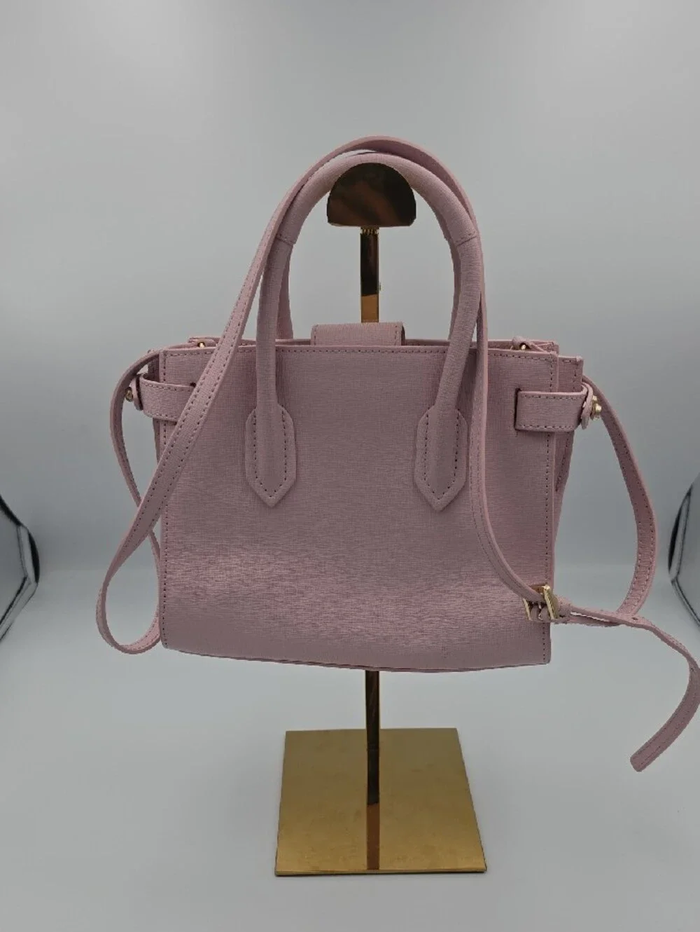 Furla Light Baby Pink Saffiano Small Satchel W Top Handles Gold Hardware (EUC)💗